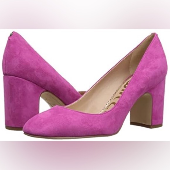 Sam Edelman Shoes - Sam Edelman Vibrant Pink Junie Pump in Retro Pink-Suede Block Heels